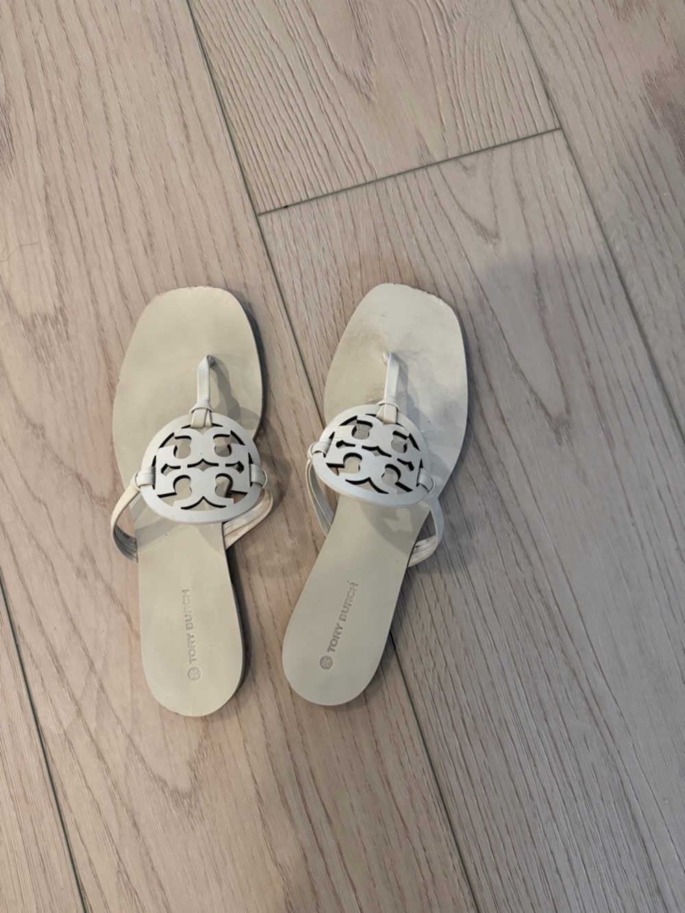 Tory Burch Cream Miller Square Toe Sandals!
